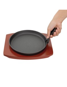 Plat de service en fonte rond Olympia avec support bois - 220 mm 2