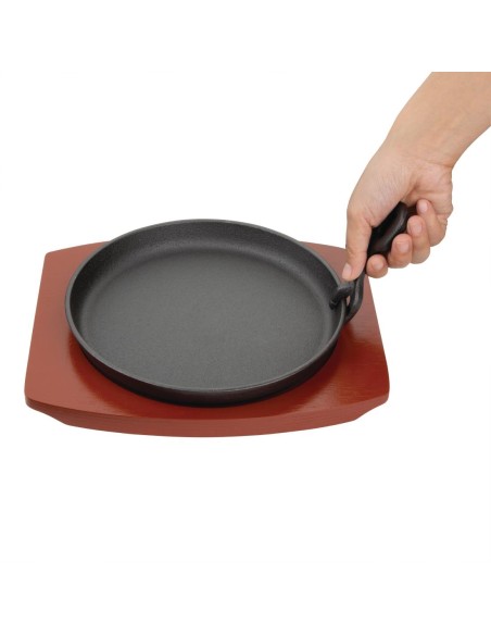 Plat de service en fonte rond Olympia avec support bois - 220 mm