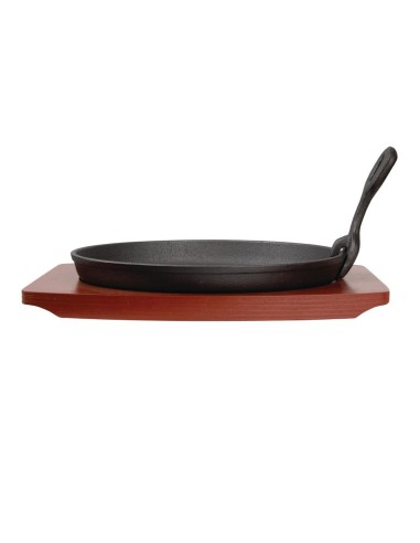 Plat de service en fonte rond Olympia avec support bois - 220 mm