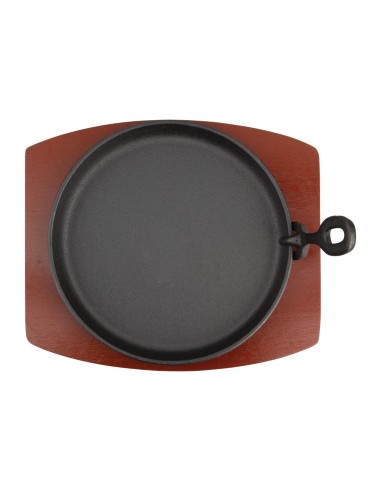 Plat de service en fonte rond Olympia avec support bois - 220 mm