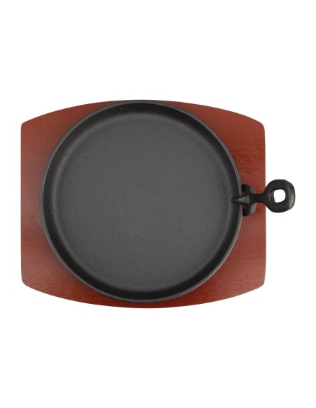 Plat de service en fonte rond Olympia avec support bois - 220 mm