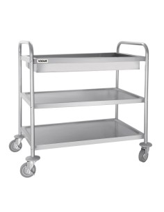 Chariot de débarrassage inox Vogue 3 niveaux - 40 kg