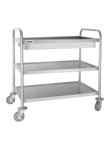 Chariot de débarrassage inox Vogue 3 niveaux - 40 kg