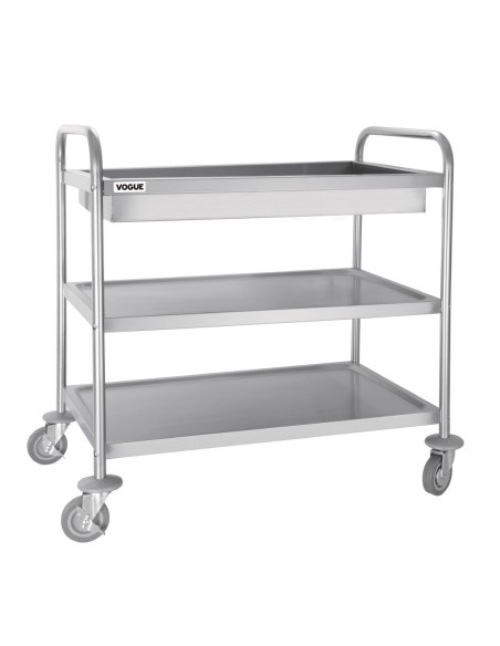 Chariot de débarrassage inox Vogue 3 niveaux - 40 kg