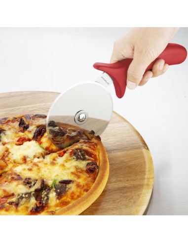 Roulette à pizza Hygiplas 102mm rouge - inox, ergonomique