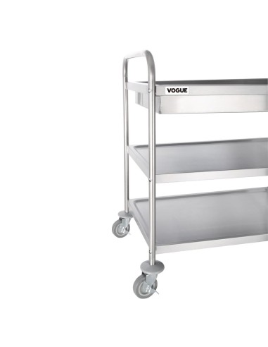 Chariot de débarrassage inox Vogue 3 niveaux - 40 kg