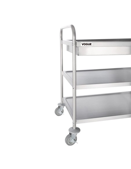 Chariot de débarrassage inox Vogue 3 niveaux - 40 kg