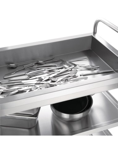 Chariot de débarrassage inox Vogue 3 niveaux - 40 kg
