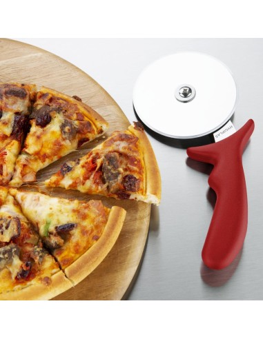 Roulette à pizza Hygiplas 102mm rouge - inox, ergonomique