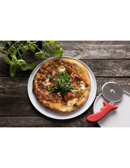 Roulette à pizza Hygiplas 102mm rouge - inox, ergonomique