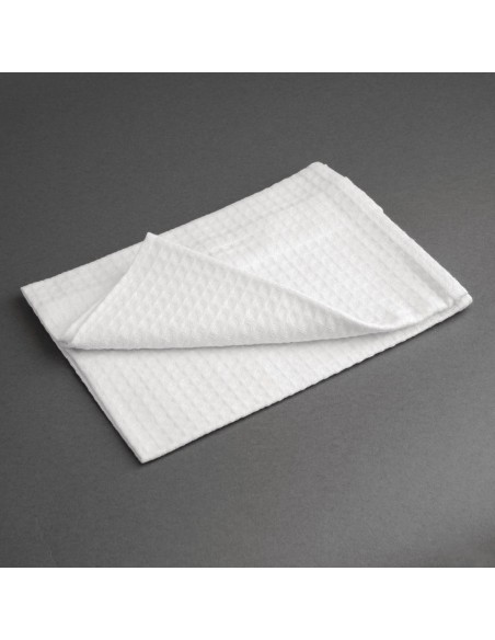 Torchons blancs nid d'abeille Vogue - Lot de 10