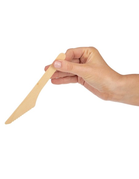 Couteaux en bois biodégradables - lot de 100 | Fiesta Compostable