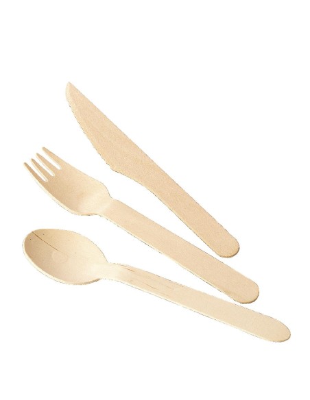 Cuillères dessert en bois biodégradables - lot 100