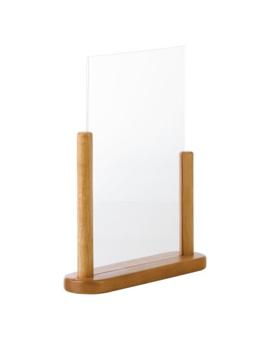 Porte-menu acrylique Securit Teck A4 - bois massif