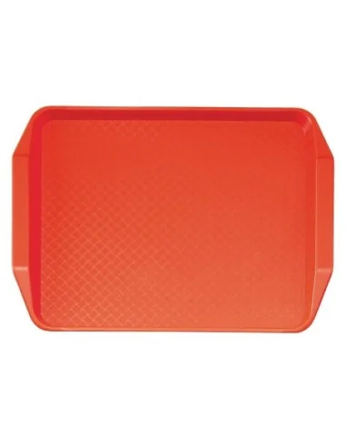 Plateau rectangulaire avec poignées en polypropylène Fast Food Cambro rouge 43 cm