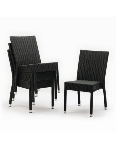 Chaises rotin PE Bolero anthracite - lot de 4