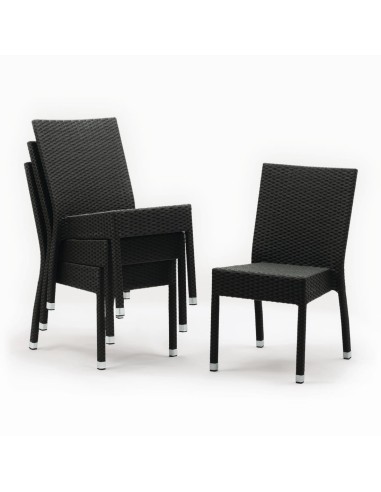 Chaises rotin PE Bolero anthracite - lot de 4