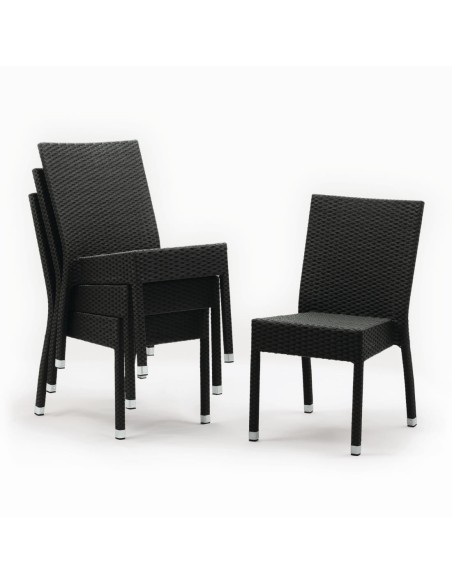 Chaises rotin PE Bolero anthracite - lot de 4