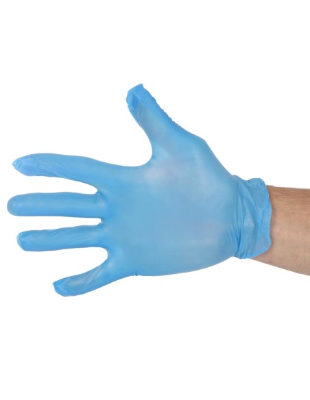 Gants alimentaires vinyle bleu M - lot de 100 Hygiplas