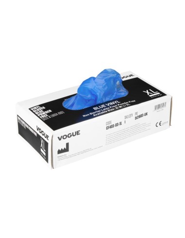 Gants alimentaires vinyle bleu XL - Lot de 100 Hygiplas
