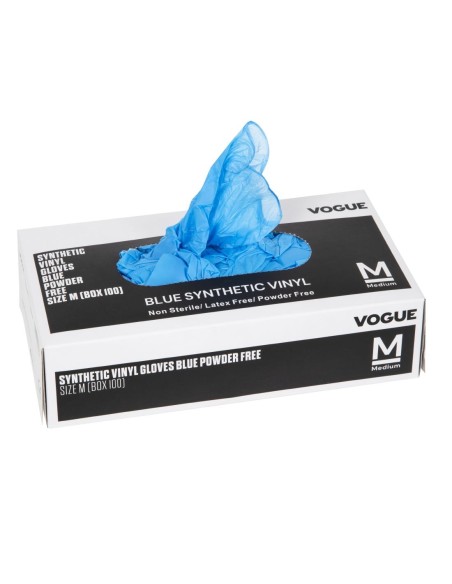 Gants alimentaires vinyle bleu M - lot de 100 Hygiplas