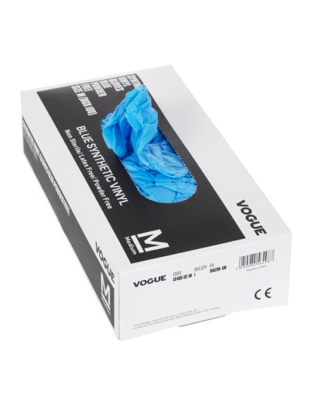 Gants alimentaires vinyle bleu M - lot de 100 Hygiplas