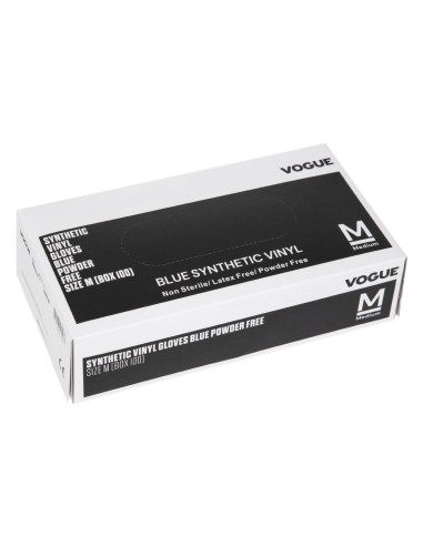 Gants alimentaires vinyle bleu M - lot de 100 Hygiplas