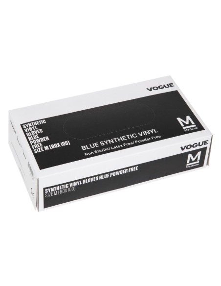 Gants alimentaires vinyle bleu M - lot de 100 Hygiplas
