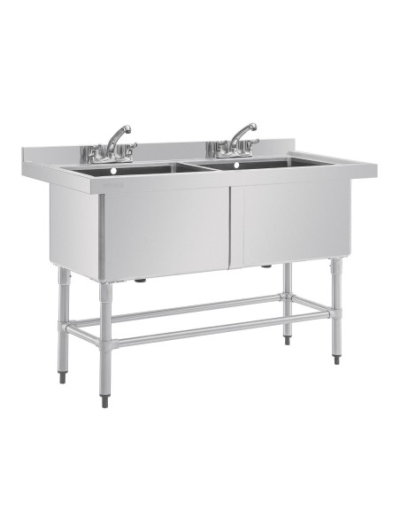 Double évier profond Vogue 1410 x 600 mm - 2 x 100 L