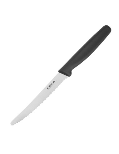 Couteau à tomates denté Hygiplas noir 100mm - Haute qualité