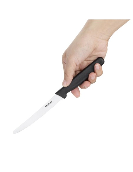 Couteau à tomates denté Hygiplas noir 100mm - Haute qualité