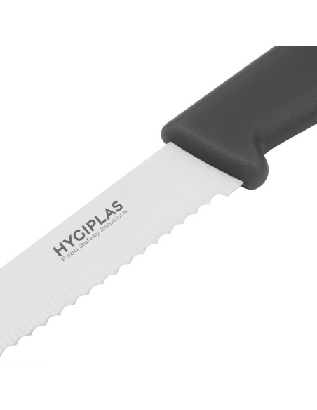 Couteau à tomates denté Hygiplas noir 100mm - Haute qualité