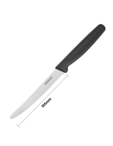 Couteau à tomates denté Hygiplas noir 100mm - Haute qualité