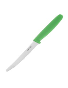 Couteau dentelé Hygiplas vert 100mm - coupe fruits et légumes