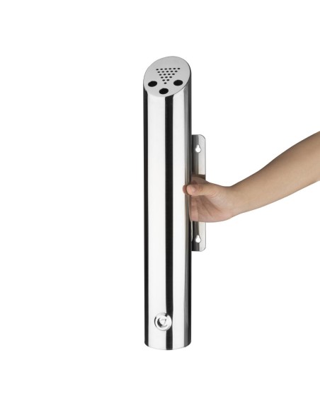 Cendrier mural cylindrique Bolero en acier inoxydable
