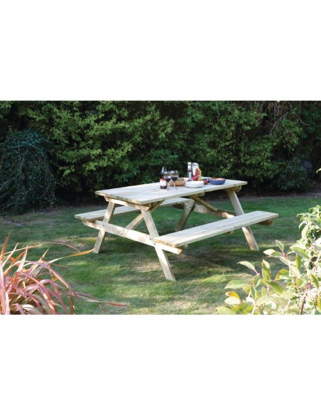 Table pique-nique en bois 1,5 m Rowlinson - 6 places