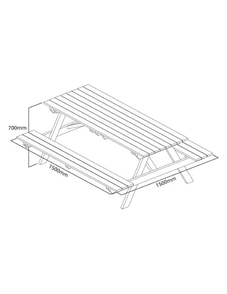 Table pique-nique en bois 1,5 m Rowlinson - 6 places