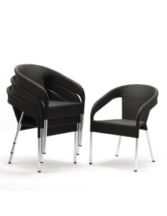 Fauteuils bistro en rotin PE anthracite Bolero - lot de 4