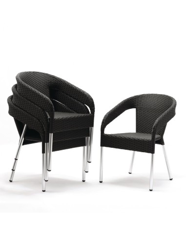 Fauteuils bistro en rotin PE anthracite Bolero - lot de 4