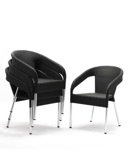 Fauteuils bistro en rotin PE anthracite Bolero - lot de 4