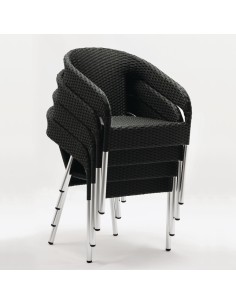 Fauteuils bistro en rotin PE anthracite Bolero - lot de 4 2