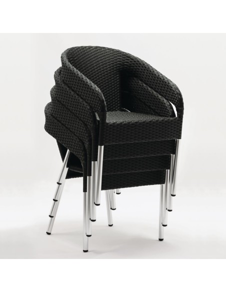 Fauteuils bistro en rotin PE anthracite Bolero - lot de 4
