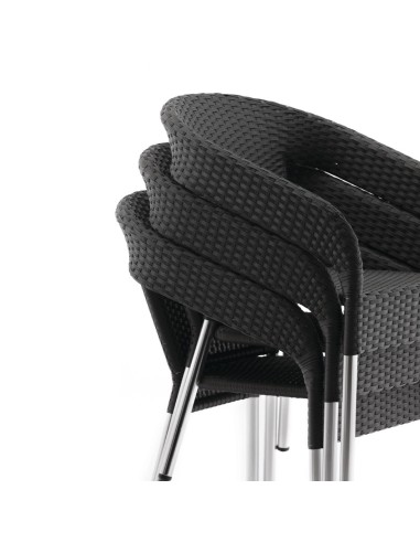 Fauteuils bistro en rotin PE anthracite Bolero - lot de 4