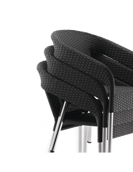 Fauteuils bistro en rotin PE anthracite Bolero - lot de 4