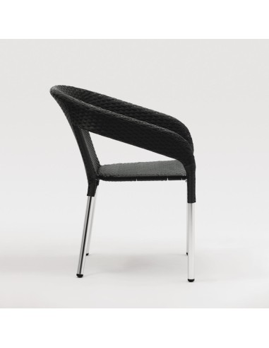 Fauteuils bistro en rotin PE anthracite Bolero - lot de 4