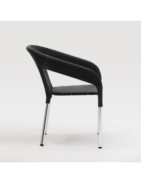 Fauteuils bistro en rotin PE anthracite Bolero - lot de 4