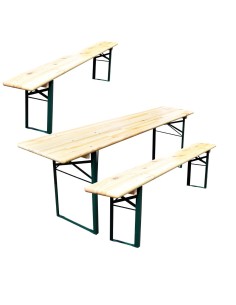 Ensemble mobilier brasserie pliant - Table et bancs extérieurs