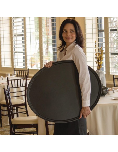Plateau ovale antidérapant Cambro 600x730 mm - Fibre de verre