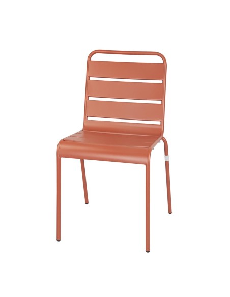 Chaises à lattes acier Bolero terracotta - lot de 4
