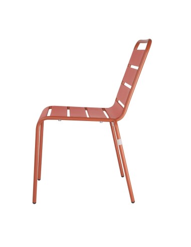 Chaises à lattes acier Bolero terracotta - lot de 4